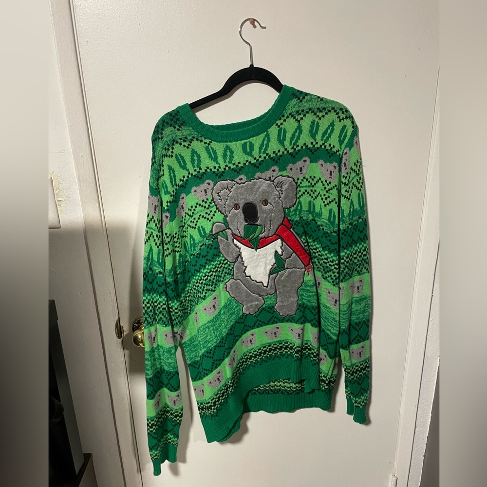 XL Ugly Christmas Sweater Green Koala